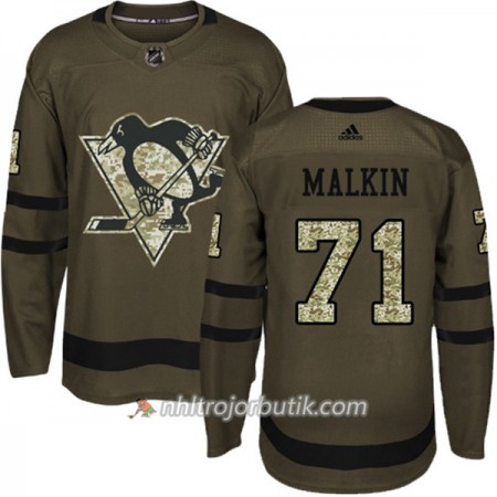 Män Ishockey Pittsburgh Penguins Tröja Evgeni Malkin 71 Adidas 2017-2018 Camo Grön Authentic